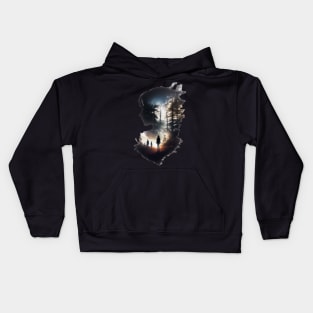 shadow girl in scenery Kids Hoodie